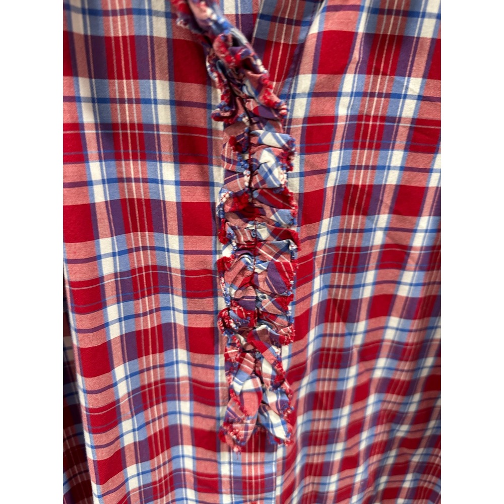 Talbots Plaid Ruffle Front Button Down Long Sleev… - image 2
